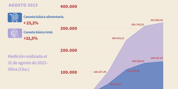 Una familia de Oliva necesita más de $309 mil para escaparle a la pobreza: Los alimentos subieron un 23,2% en un mes