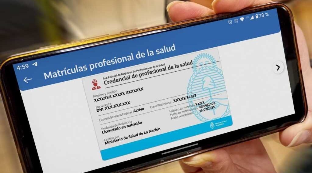 Nueva determinación sobre las matrículas del personal de salud